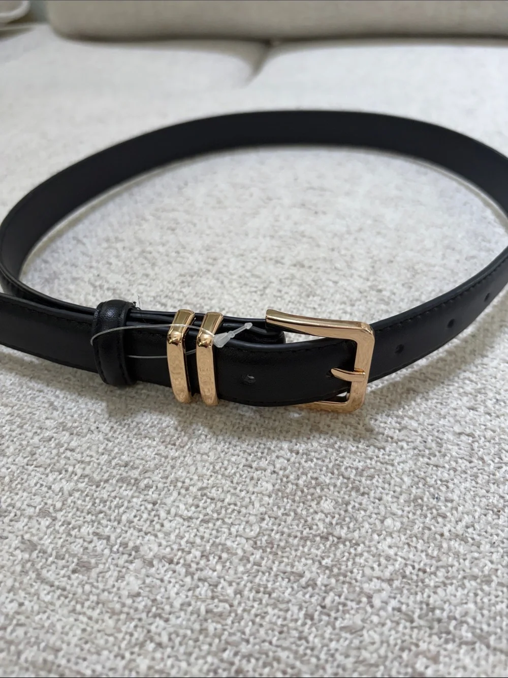 Set of 2 Kids Belts with Gold Buckles - White & Black